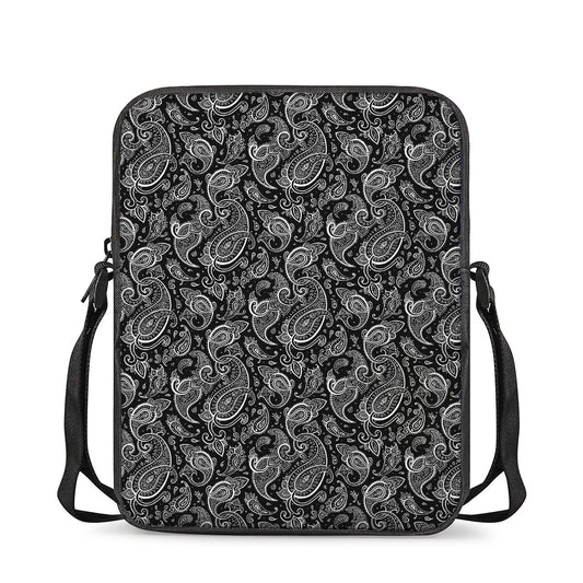Black And White Paisley Pattern Print Rectangular Crossbody Bag