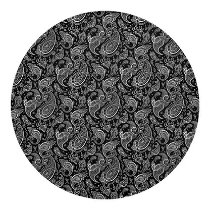 Black And White Paisley Pattern Print Round Blanket