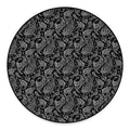 Black And White Paisley Pattern Print Round Floor Mat