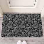 Black And White Paisley Pattern Print Rubber Doormat