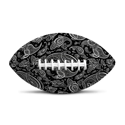 Black And White Paisley Pattern Print Rugby Ball