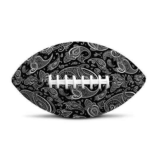 Black And White Paisley Pattern Print Rugby Ball