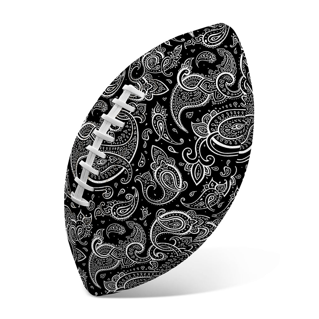 Black And White Paisley Pattern Print Rugby Ball