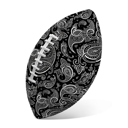 Black And White Paisley Pattern Print Rugby Ball