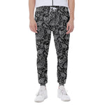 Black And White Paisley Pattern Print Scuba Joggers