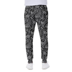 Black And White Paisley Pattern Print Scuba Joggers