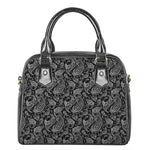 Black And White Paisley Pattern Print Shoulder Handbag