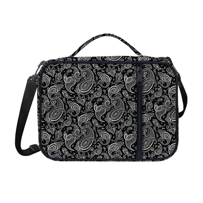 Black And White Paisley Pattern Print Shoulder Strap Bible Bag