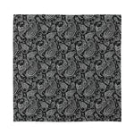 Black And White Paisley Pattern Print Silk Bandana