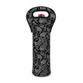 Black And White Paisley Pattern Print Single Neoprene Wine Tote