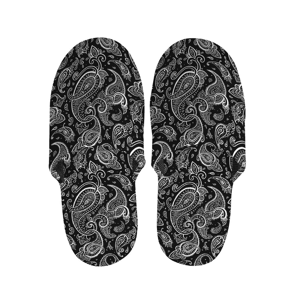 Black And White Paisley Pattern Print Slippers