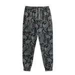 Black And White Paisley Pattern Print Sweatpants