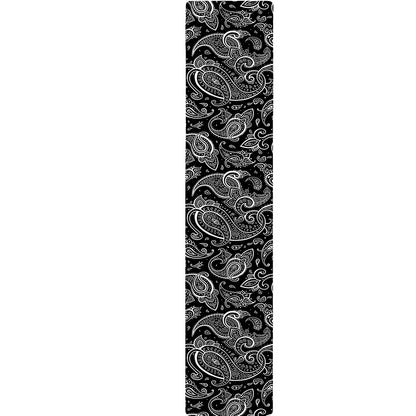Black And White Paisley Pattern Print Table Runner
