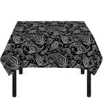 Black And White Paisley Pattern Print Tablecloth