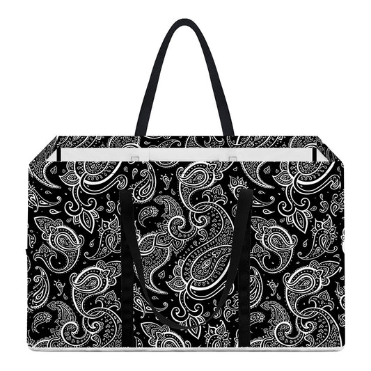 Black And White Paisley Pattern Print Utility Tote Bag