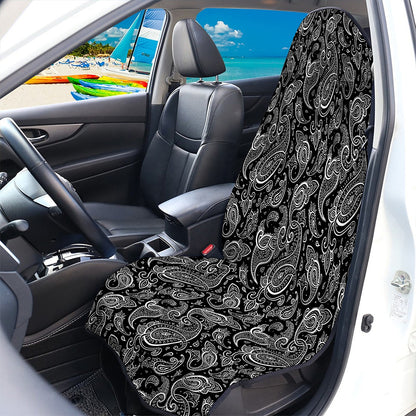 Black And White Paisley Pattern Print Waterproof Car Seat Cover