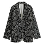 Black And White Paisley Pattern Print Women's Blazer