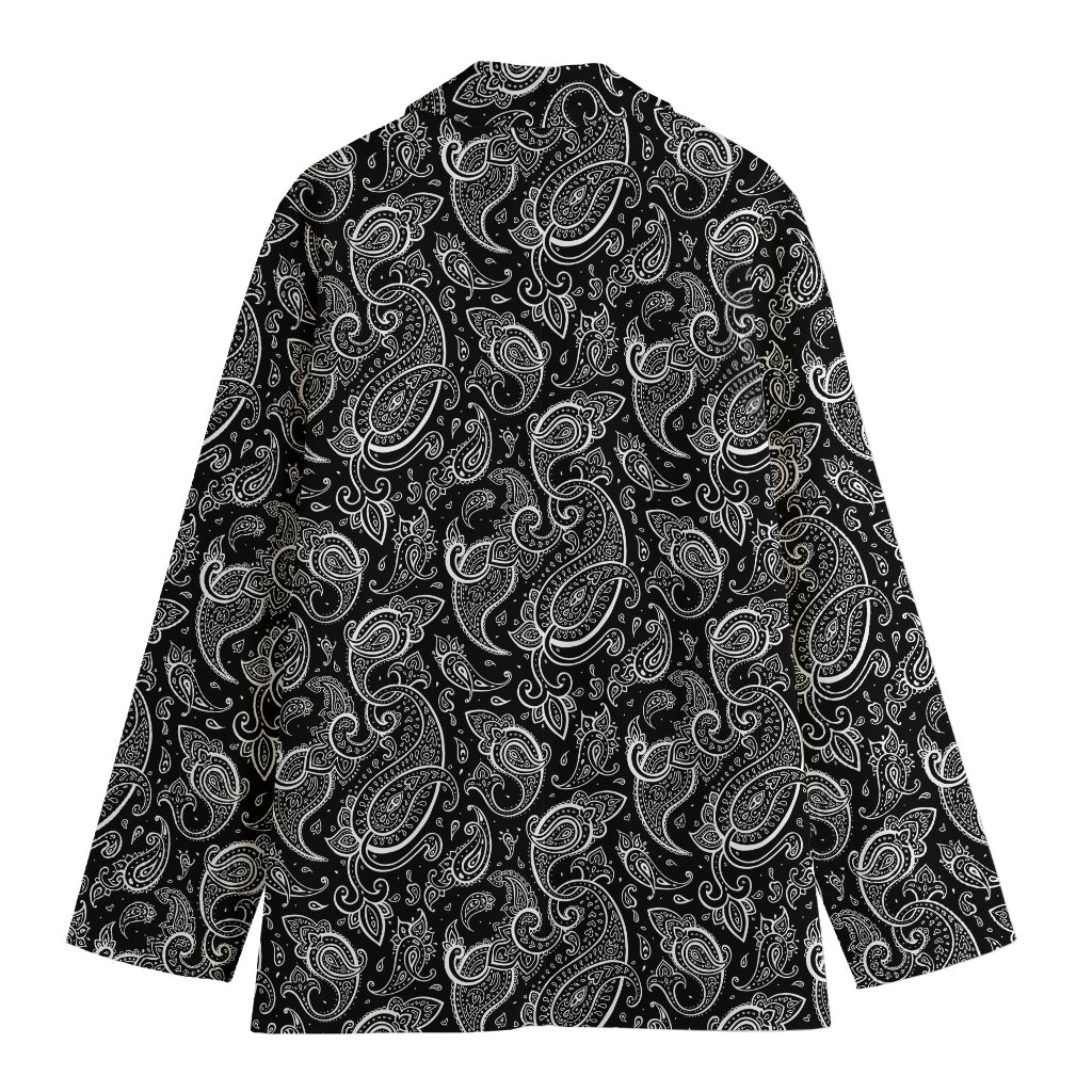 Black And White Paisley Pattern Print Women's Blazer
