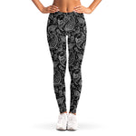 Black And White Paisley Pattern Print Women's Leggings