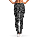 Black And White Paisley Pattern Print Women's Leggings