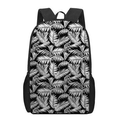 Black And White Palm Leaves Print 17 Inch Backpack