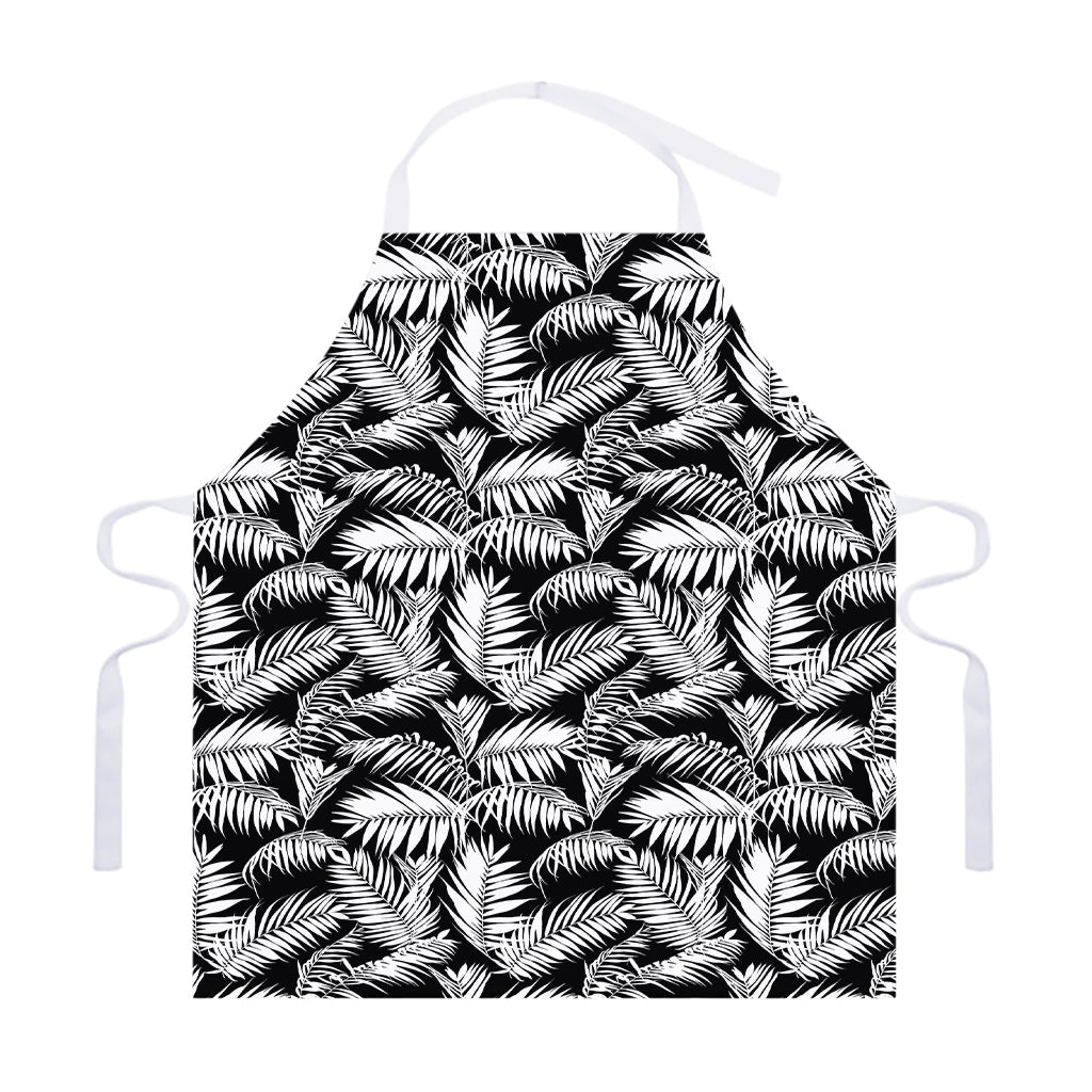 Black And White Palm Leaves Print Adjustable Apron