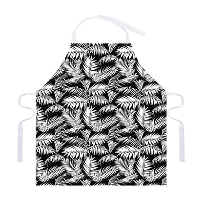 Black And White Palm Leaves Print Adjustable Apron