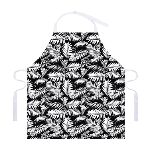 Black And White Palm Leaves Print Adjustable Apron