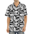 Black And White Palm Leaves Print Aloha Shirt