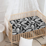 Black And White Palm Leaves Print Baby Crib Sheet