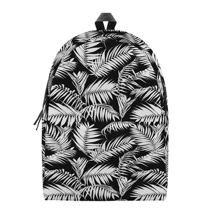 Black And White Palm Leaves Print Backpack
