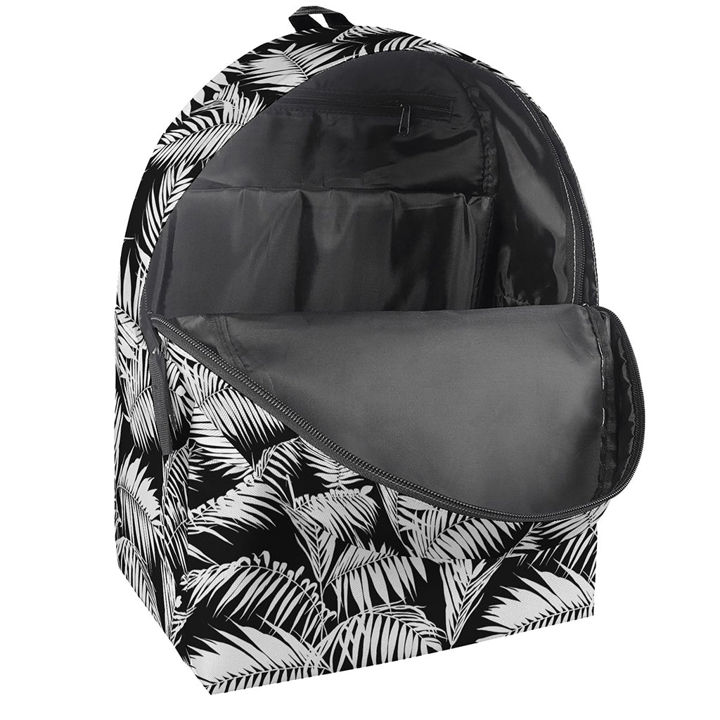Black And White Palm Leaves Print Backpack