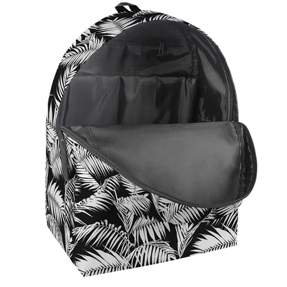 Black And White Palm Leaves Print Backpack