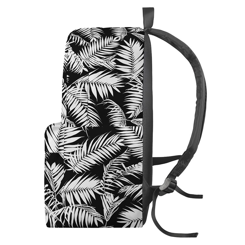 Black And White Palm Leaves Print Backpack