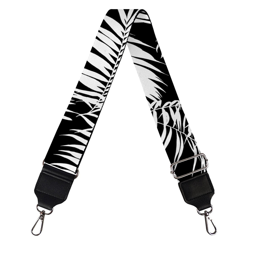 Black And White Palm Leaves Print Bag Strap