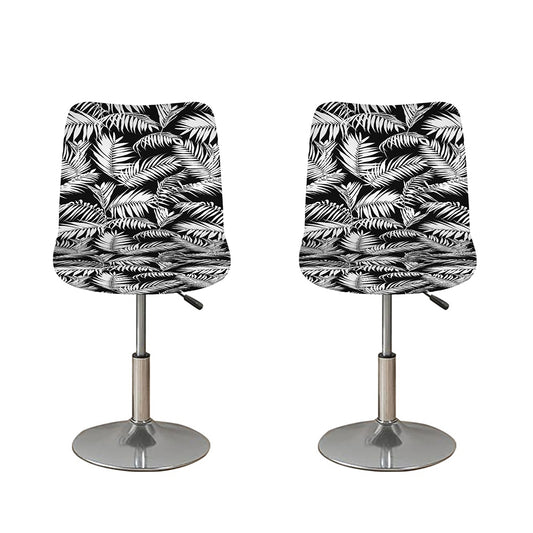 Black And White Palm Leaves Print Bar Stool Covers