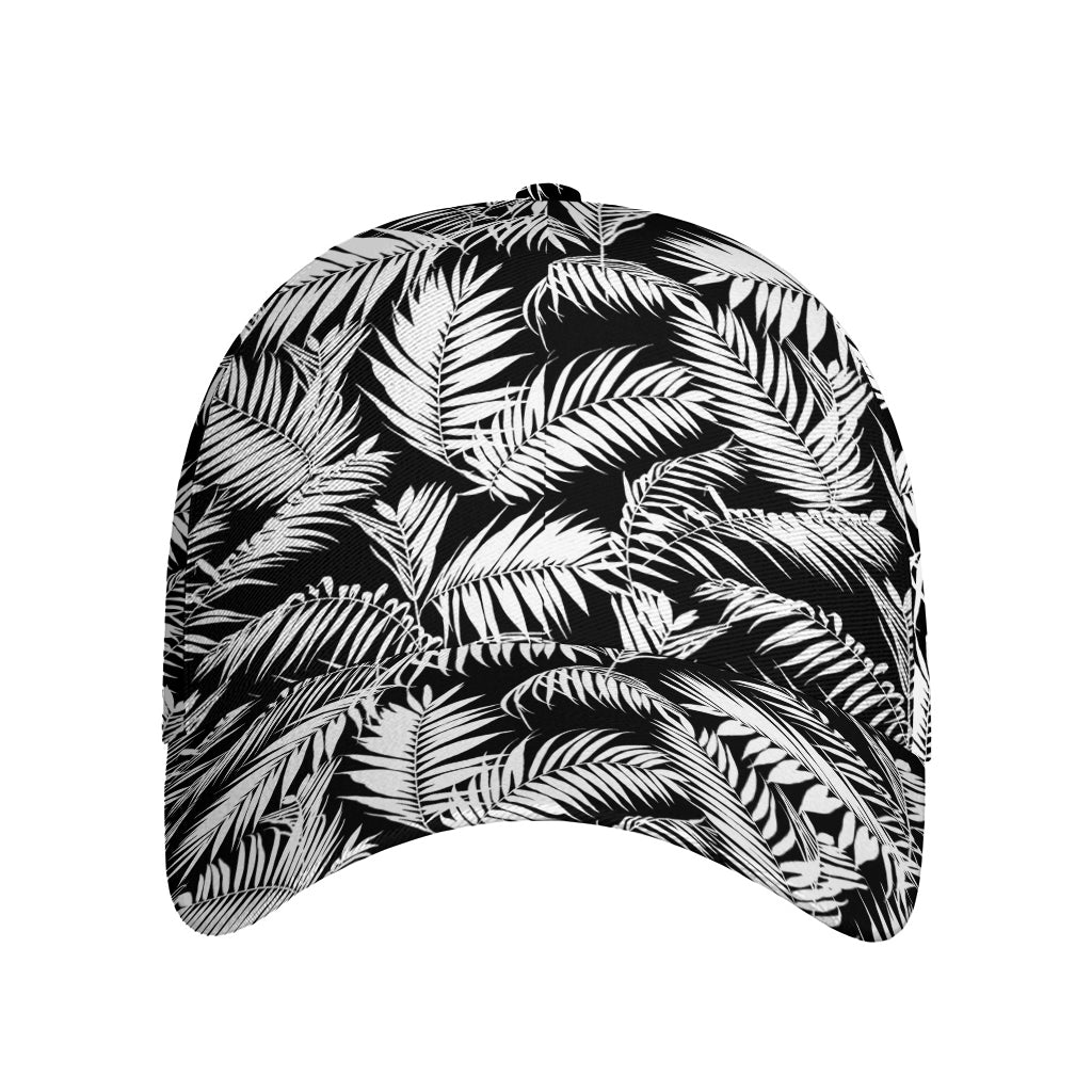 Black And White Palm Leaves Print Baseball Cap