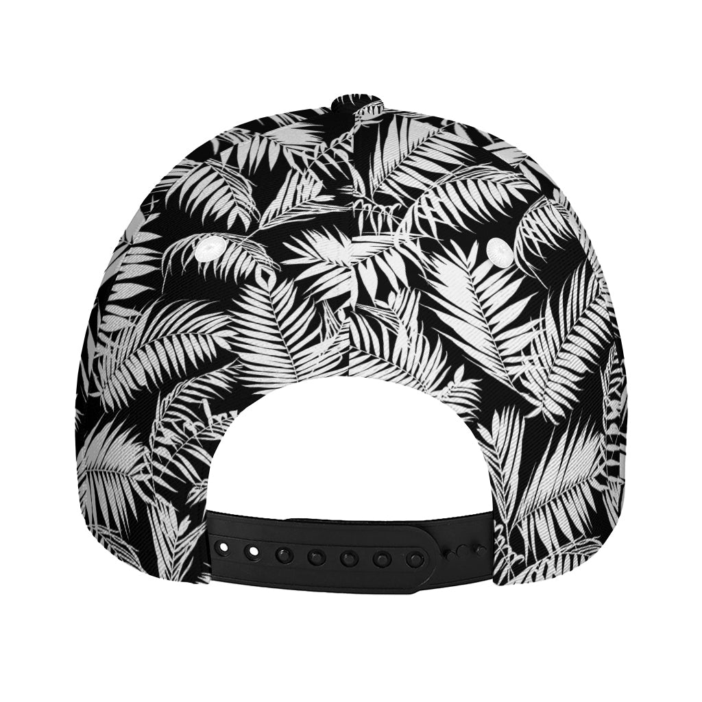 Black And White Palm Leaves Print Baseball Cap