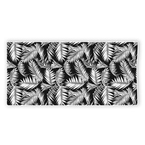 Black And White Palm Leaves Print Beach Towel