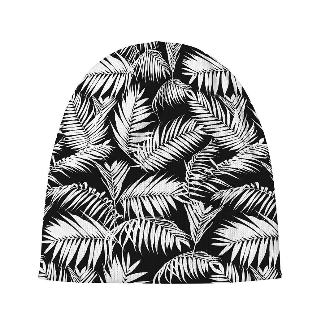 Black And White Palm Leaves Print Beanie