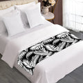 Black And White Palm Leaves Print Bed Runner