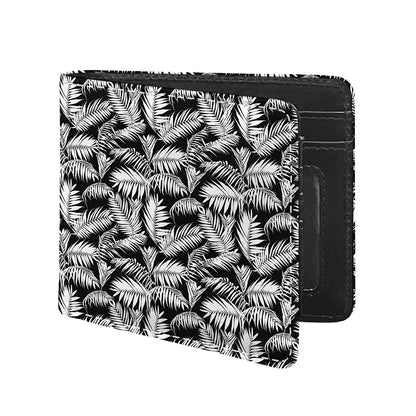 Black And White Palm Leaves Print Bifold Wallet