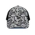 Black And White Palm Leaves Print Black Mesh Trucker Hat