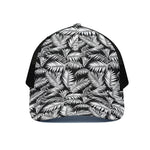Black And White Palm Leaves Print Black Mesh Trucker Cap
