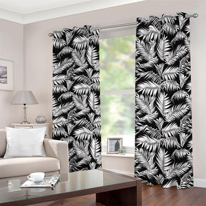 Black And White Palm Leaves Print Blackout Grommet Curtains