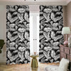 Black And White Palm Leaves Print Blackout Pencil Pleat Curtains