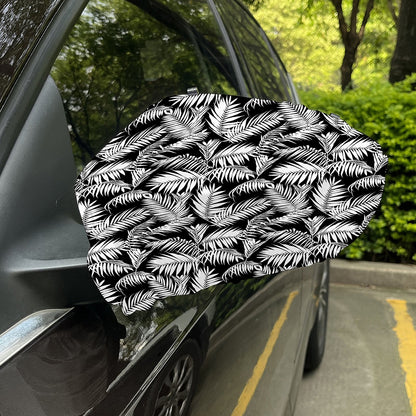Black And White Palm Leaves Print Car Side Mirror Covers