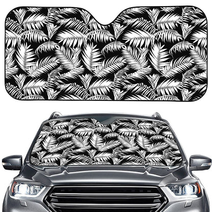 Black And White Palm Leaves Print Car Windshield Sun Shade