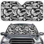 Black And White Palm Leaves Print Car Windshield Sun Shade