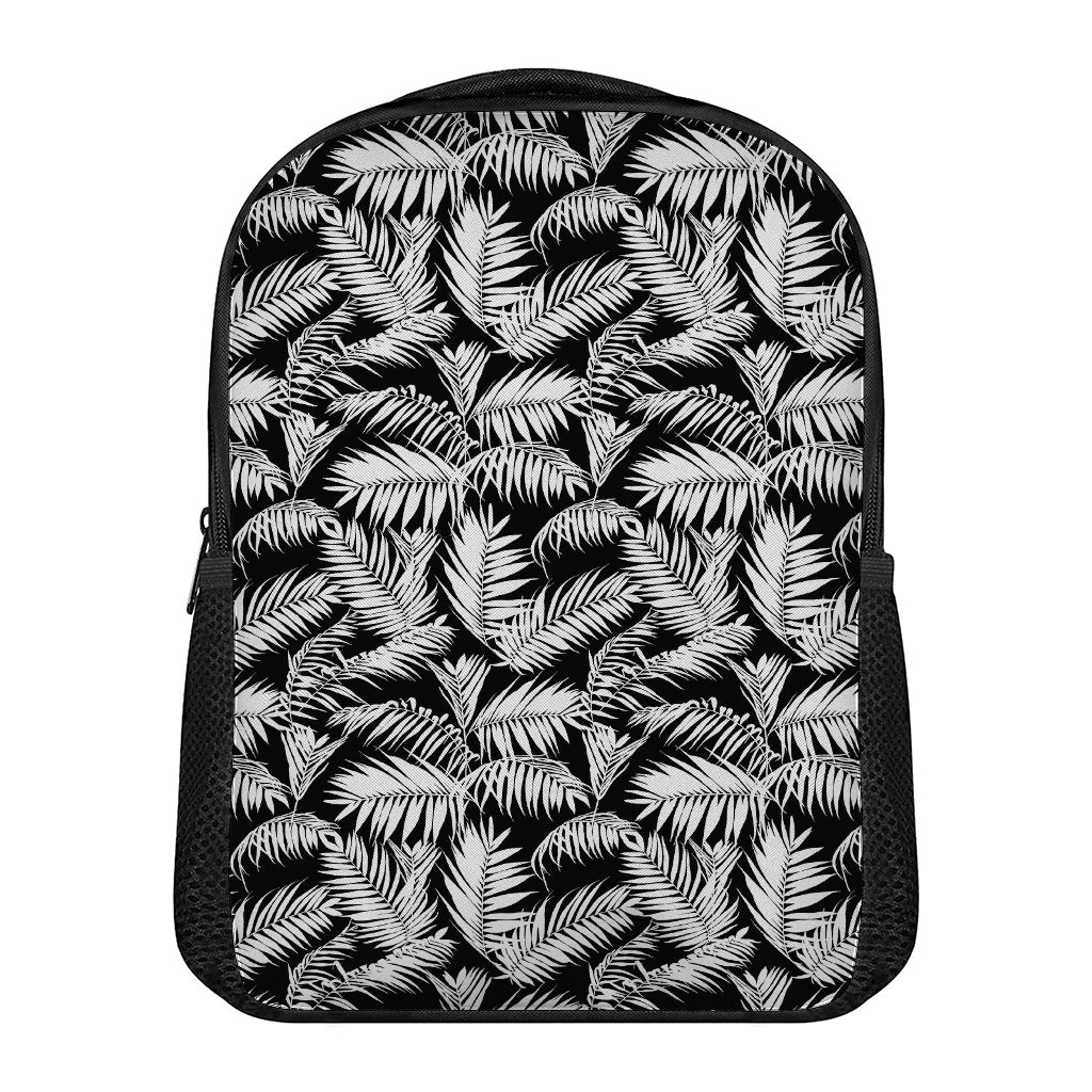 Black And White Palm Leaves Print Casual Backpack